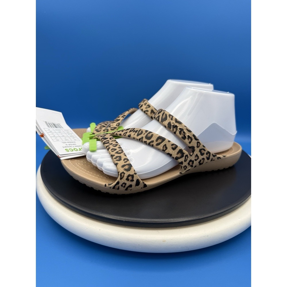 CROCS Womens Kadee ll Leopard Womens Sz 6 Strappy Comfort Sandals Slip On Shoes